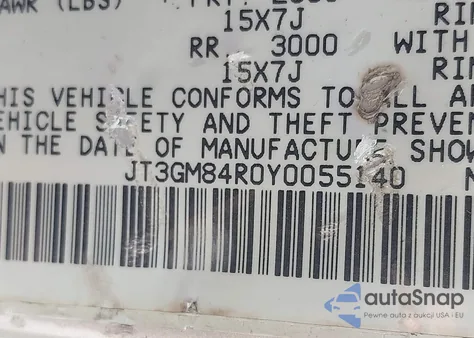 2000 Toyota 4Runner from USA, damaged, VIN JT3GM84R0Y0055140